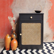 Orvessa Black Cane Solid Sheesham Wood Cabinet