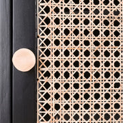 Orvessa Black Cane Solid Sheesham Wood Cabinet