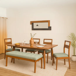 Royal Solid Sheesham Wood 6 Seater Dining Table Set