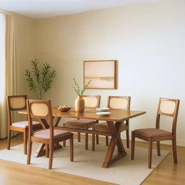 Classic Solid Sheesham Wood 6 Seater Dining Table Set