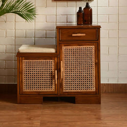 Norvella Cane Solid Sheesham Wood Cabinet