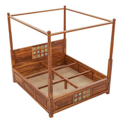 Regal Sheesham Wood King Poster Bed Natural Finish