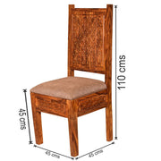 Solid Wood Brass Repousse 4 Seater Dining Table