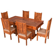 Solid Wood Brass Repousse 4 Seater Dining Table