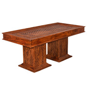 Solid Wood Brass Repousse 4 Seater Dining Table