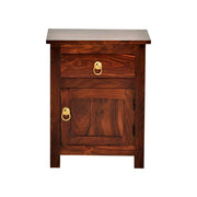 Solid Sheesham Wood Bedside Table with Two Drawers