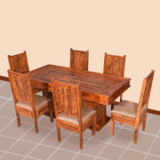 Solid Wood Brass Repousse 4 Seater Dining Table