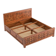 Elara Sheesham Wood King Bed Honey Oak Finish