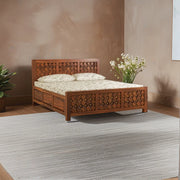 Elara Sheesham Wood King Bed Honey Oak Finish