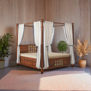 Regal Sheesham Wood King Poster Bed Natural Finish